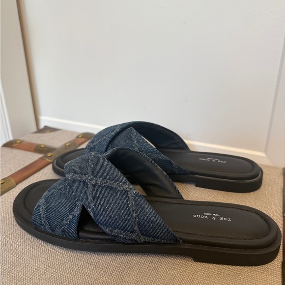 NWOB Rag & Bone Geo Cross-Strap Denim Sandals 37 retail $238 - Picture 3 of 6